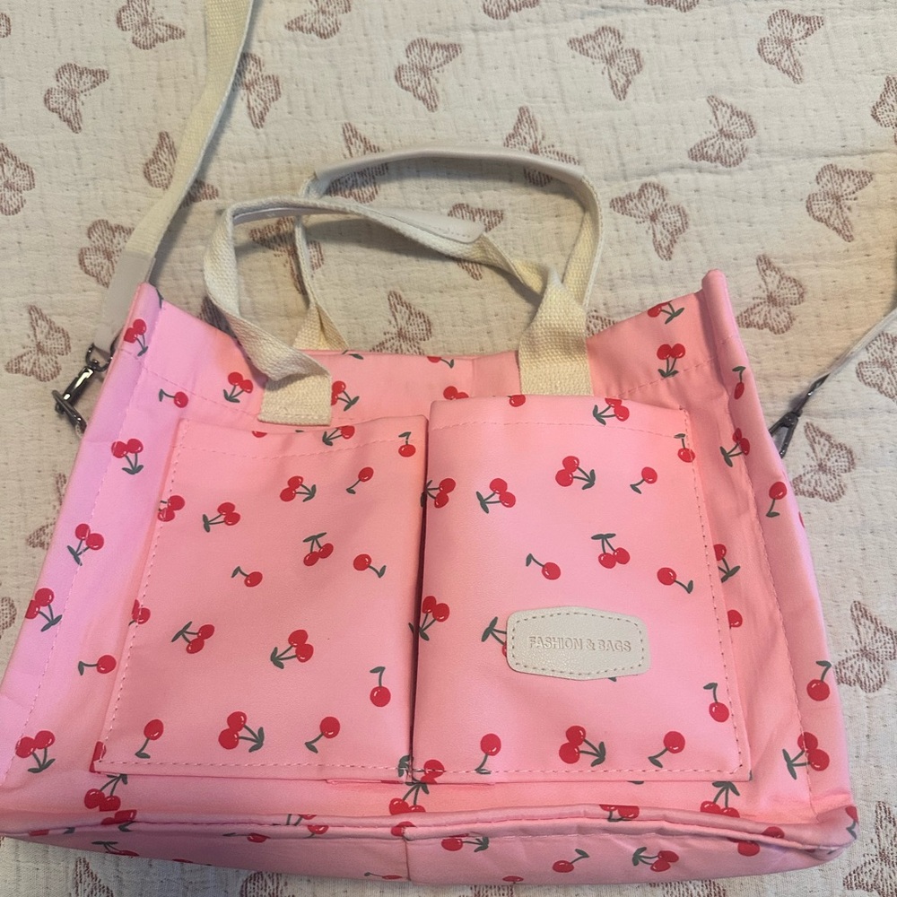 Cherry Print Pink Tote